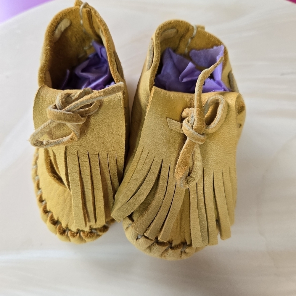 Charming Tan Kids Moccasins with Fringe